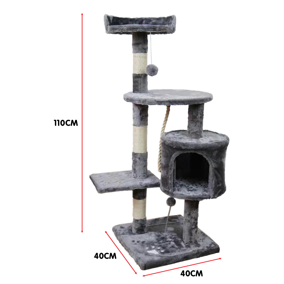 NNEDPE 110cm Cat Tree Scratching Post - Silver Grey