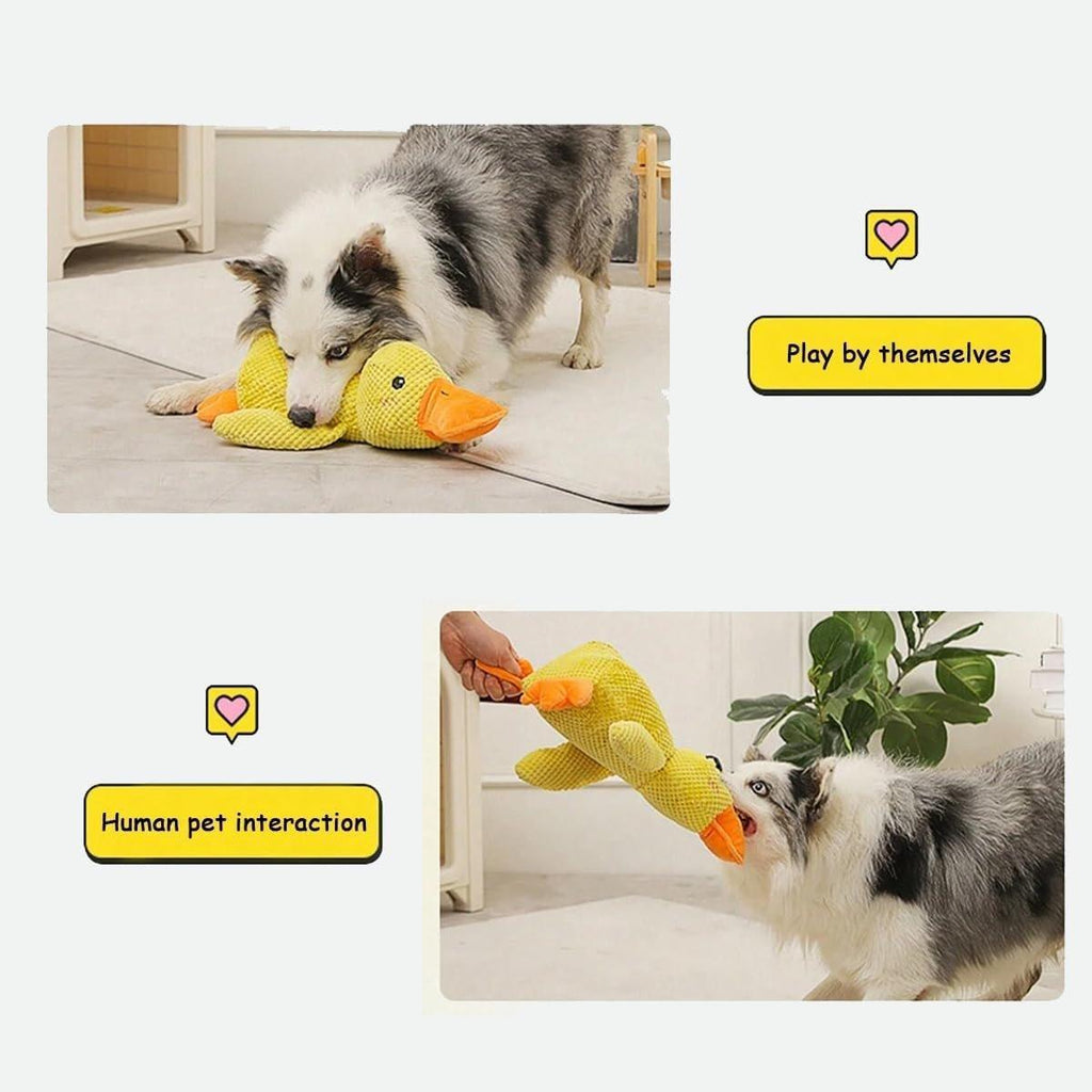 Plush Cartoon Duck Dog Toy Interactive Squeaky Pet Toy Durable Fun Chew Toy