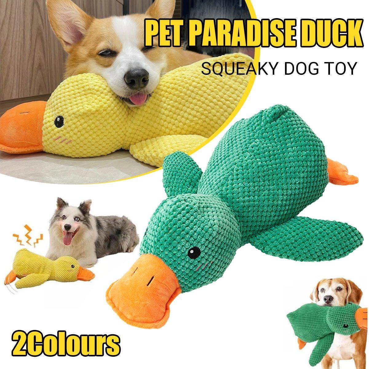 Plush Cartoon Duck Dog Toy Interactive Squeaky Pet Toy Durable Fun Chew Toy