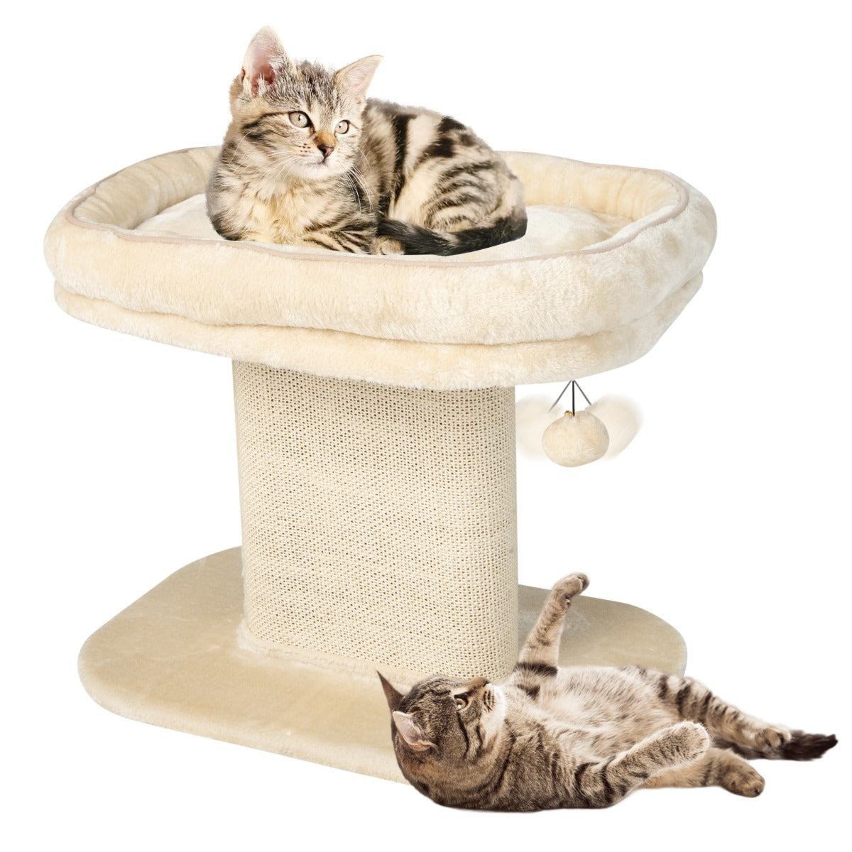 NNECW Modern Cat Tree Tower for Kittens with Large Plush Perch for Indoor Beige