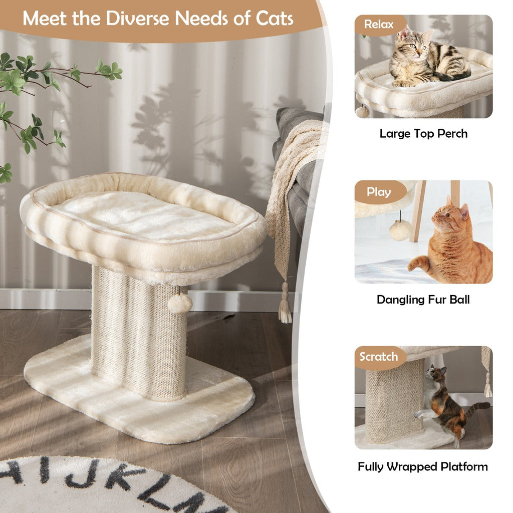 NNECW Modern Cat Tree Tower for Kittens with Large Plush Perch for Indoor Beige